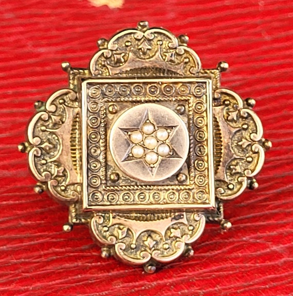 Antique Brooch - Antique Mourning Brooch With Pic… - image 1