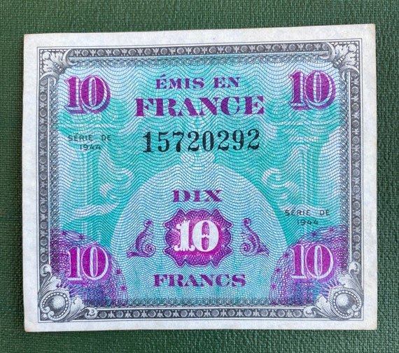 未使用 1944年 フランス 軍票 France 10フラン francs 紙幣 未使用 1944年 フランス 軍票 France 10フラン francs 紙幣 1944