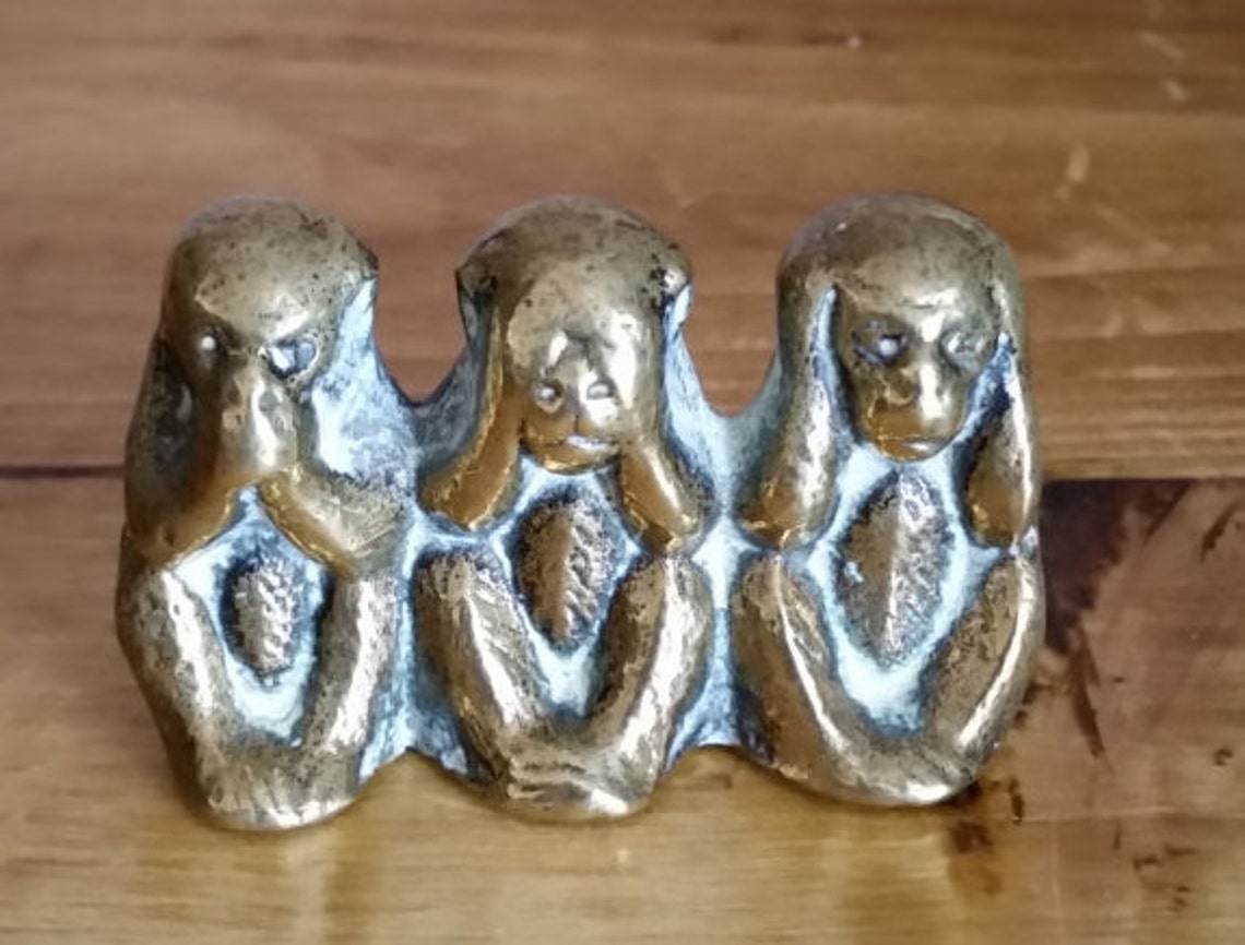 Vintage Three Brass Monkeys Speak No Evil See No Evil And Etsy