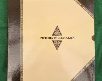 Gran libro ilustrado vintage de J.R.R. Tolkien: Imágenes de J.R.R. Tolkien, libro ilustrado de gran tamaño en funda original.