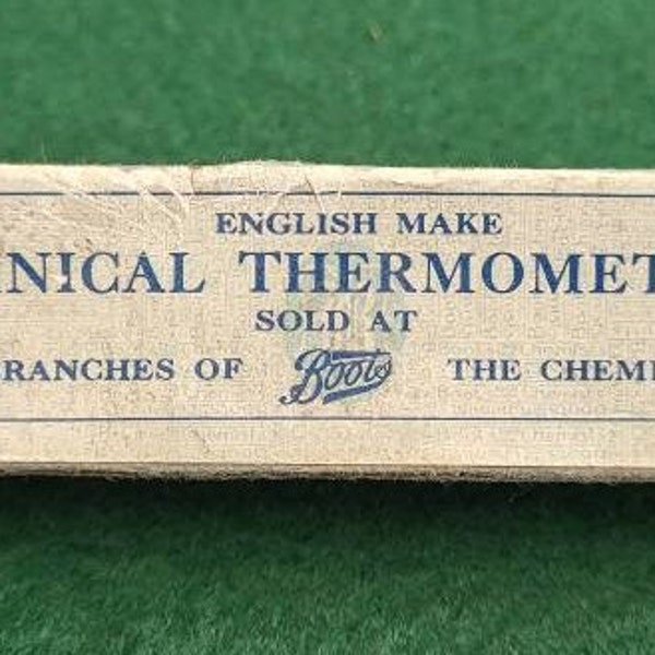 Vintage Clinical Thermometer Metal Case In Original Packaging Box By Boots Pure Drug Co.