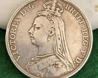 1897 LXI ヴィクトリア女王ベールヘッドフルクラウン .925 銀貨