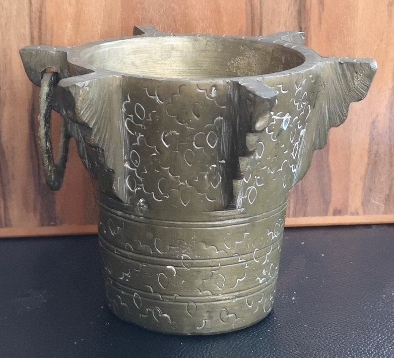 Unusual Large Vintage Brass Arabic Mortar and Pestle With Etsy