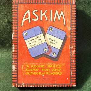 Juego de cartas Askim vintage de los años 30 de Chad Valley Games: juego completo en caja original con hoja de instrucciones original.
