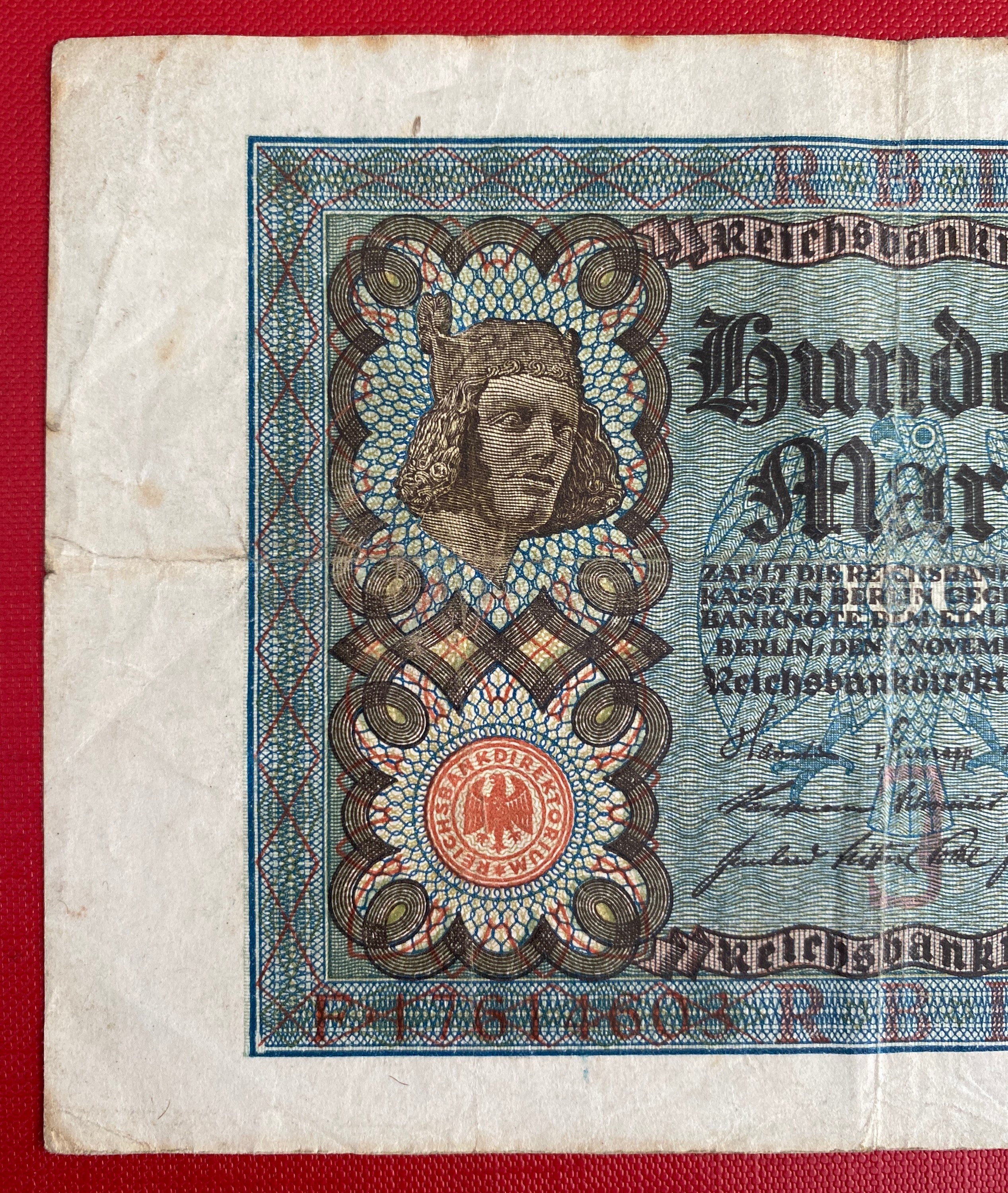 Antique Reichsbanknote - Hundert Mark 1920. Hundert Mark 1920