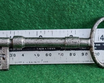 Large Antique Iron Skeleton Key. Large Antique Key To Fit Large Gates, Large Door. Antique, Large Five Inch Iron Door/Gate Key.