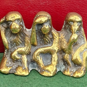 Vintage Brass Three Brass Monkeys - Hear No Evil - See No Evil - Speak No Evil. Vintage Brass Three Wise Monkeys.