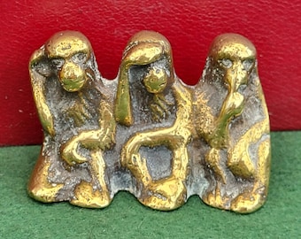 Vintage Brass Three Brass Monkeys - Hear No Evil - See No Evil - Speak No Evil. Vintage Brass Three Wise Monkeys.