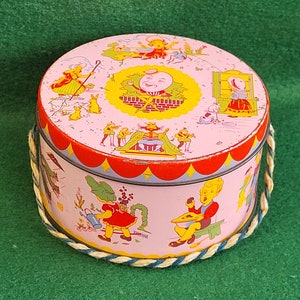 Lattina di caramello vintage. Lattina di caramello vintage A. S. Wilkin Ltd Cremona e Red Boy. Barattolo di caramello vintage Humpty Dumpty e filastrocca.