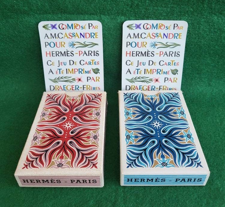 Authentic HERMES Vintage 2 Decks FRENCH PLAYING cards draeger freres w/ box