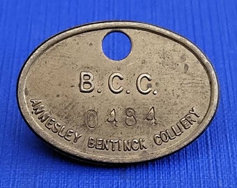Vintage Brass Pit Checks. Old Mining Pit Checks For Annesley Bentinck Colliery. Old Nottinghamshire Colliery Pit Check. Old Brass Pit Mottie