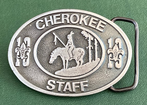 Vintage Cherokee Hills Staff Belt Buckle by Koleaco. Vintage 