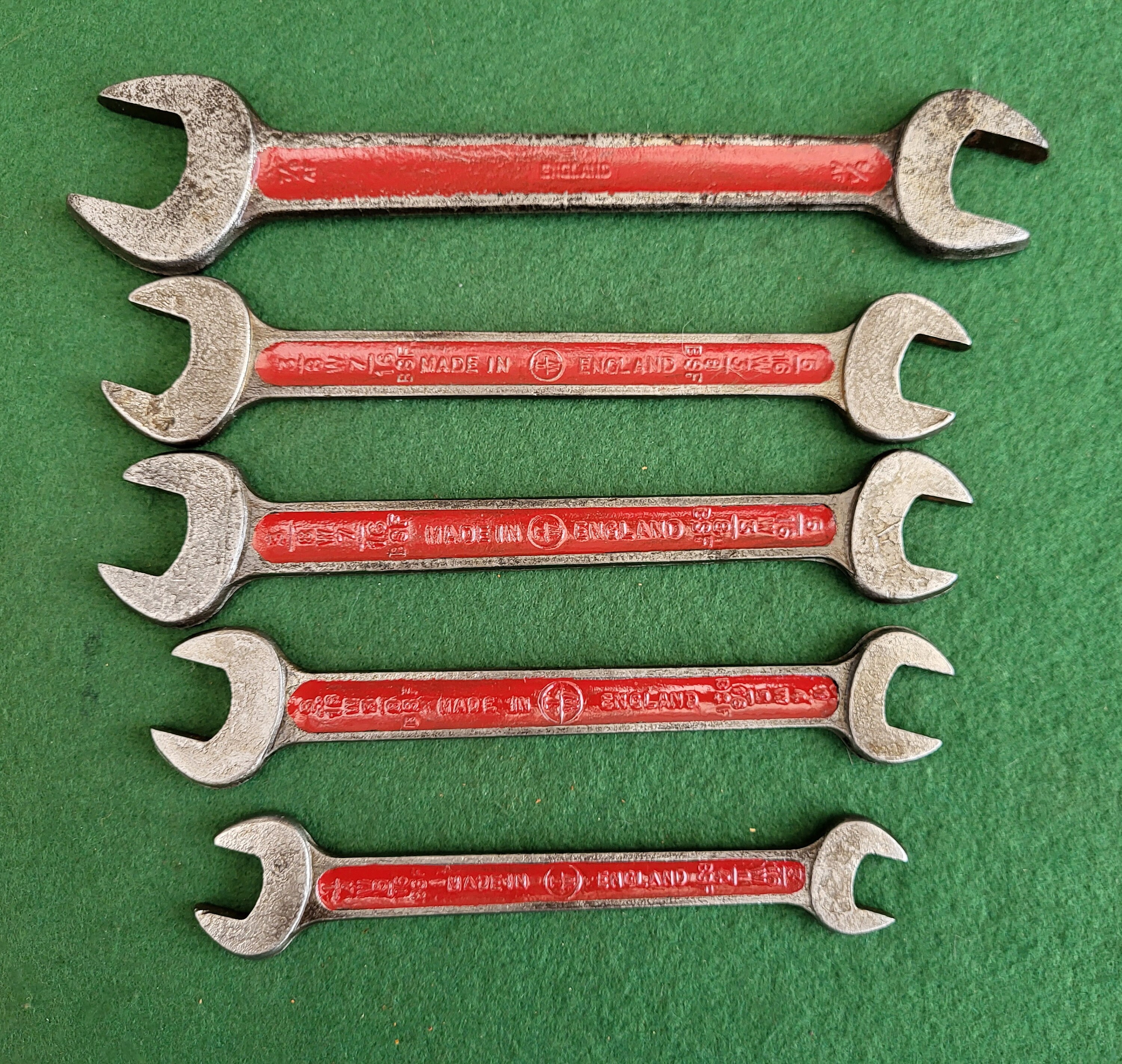Five Vintage TW Superslim Imperial Spanners - Whitworth, BSF