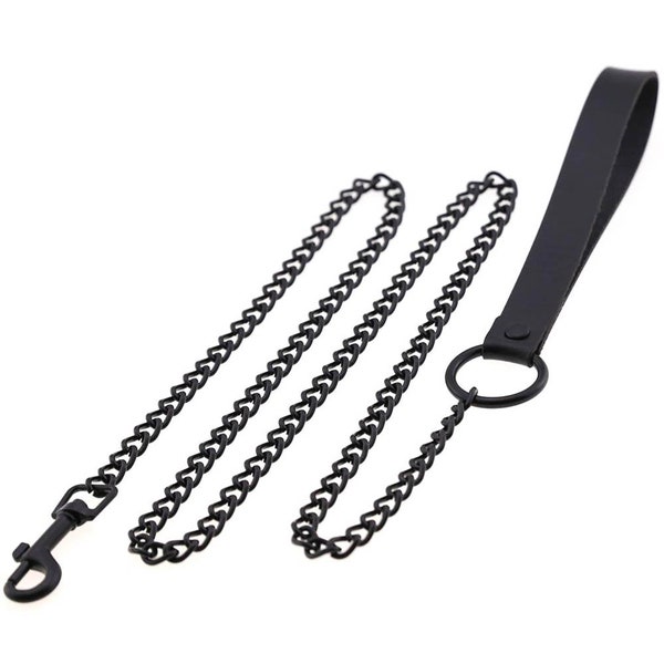 Black Chain Vegan Leather Leash