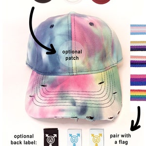 Pride Dad Hats Trans, Nonbinary, Genderfluid, Rainbow, Bisexual Tie Dye