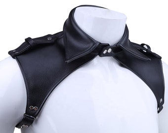 Vegan Leather Shoulder Harness With Snap Collar