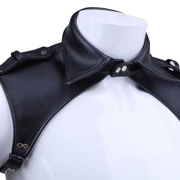 Vegan Leather Shoulder Harness With Snap Collar