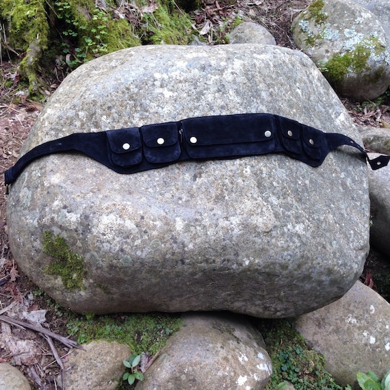 Suede Festival Belt Unisex Leather Festival Belt | Beige Suede, 2 Pocket  main image 3