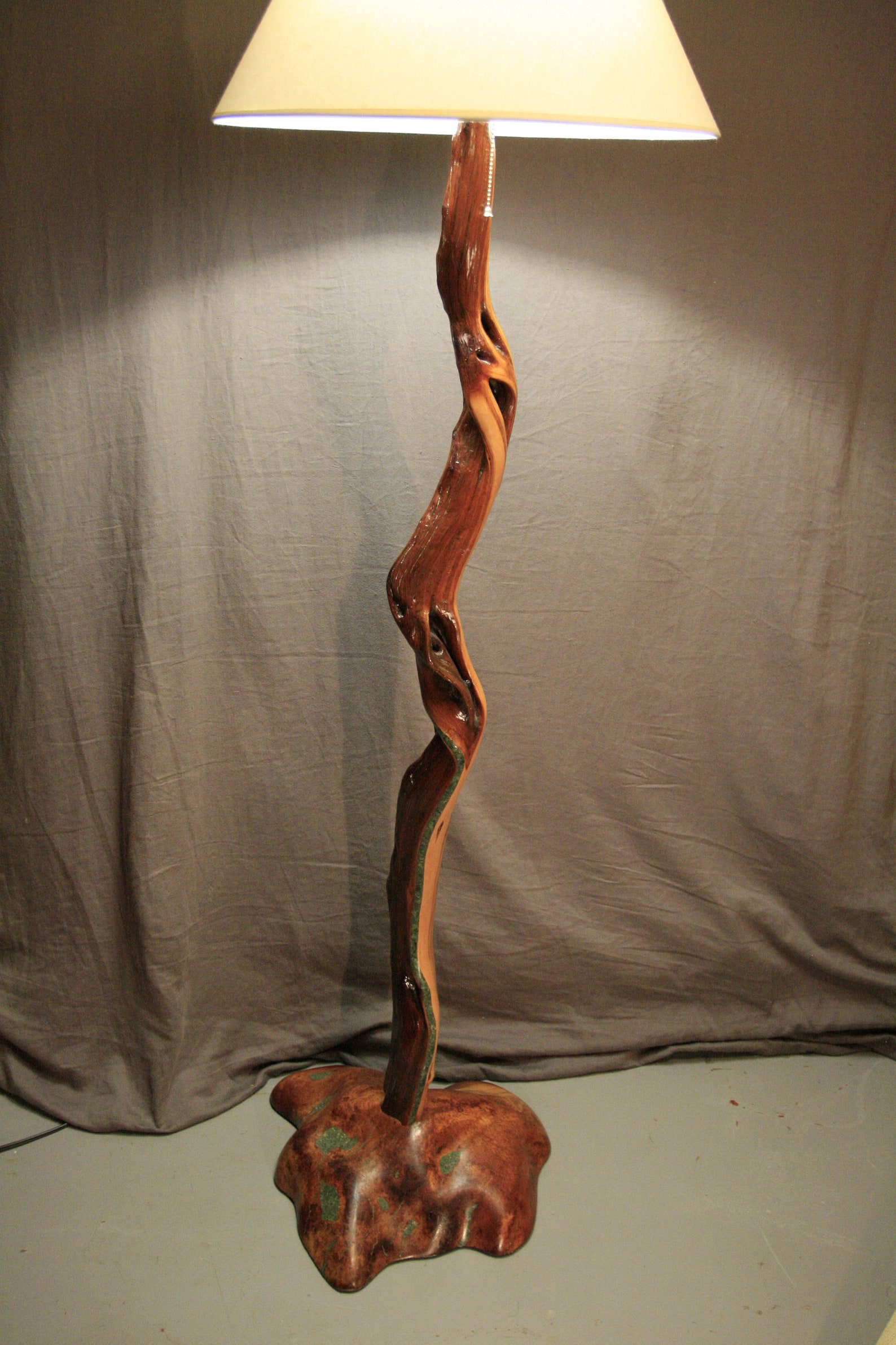 Manzanita Floor Lamp With Green Crystal Inlay Etsy