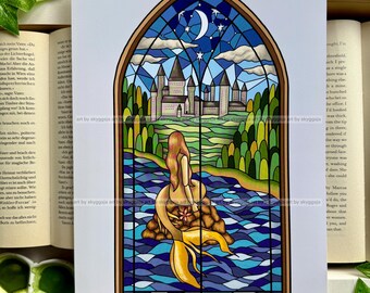 Kunstdruck: Meerjungfrau Fenster / Größe A4 (Fehlerhaft + Finaler Ausverkauf)