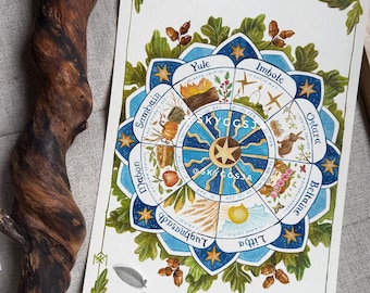 Art Print : (New) Wheel of the Year / Size A4