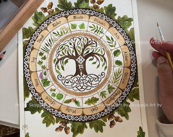 Art Print : Celtic Birth Trees / Size A4