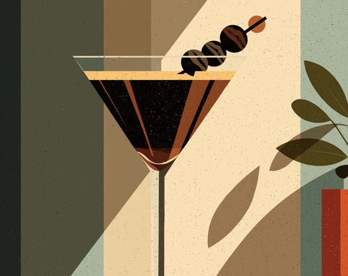 Featured listing image: Minimalist Espresso Martini Wall Art – Retro Cocktail Poster, Modern Bar Decor, Digital Download