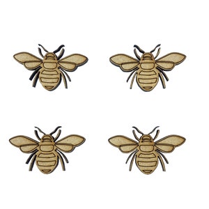 16x Bombi con dettaglio Bug 3cm Legno Artigianato Abbellimenti Forma Tagliata al laser