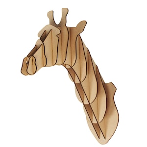 Grote/kleine houten giraf dierenkop trofee set 3D muurkunst kinderen - lasergesneden woondecoratie wanddecoratie
