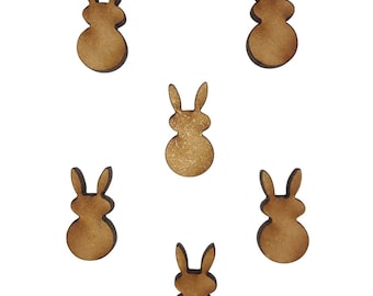 30x Easter Rabbit Round Bunny 2cm Wood Craft Embelishments Laser Cut Shape MDF