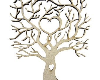 2x Heart Shape Tree Branches 10cm Wood Craft Embelishments Laser Cut Shape MDF