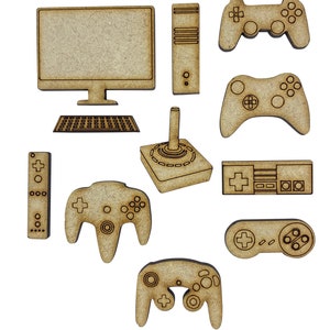 20x Mieszane gry Playstation Xbox Drewno 3 cm Ozdoby Rzemieślnicze Wycinane Laserowo Kształt