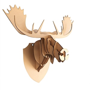 Grote/kleine houten elandkop 3D-muurkunst Woondecoratie - 3D lasergesneden dierentrofee