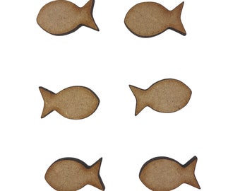 30x Fisk 2 cm Träpysseldekorationer Laserskurna MDF-formade