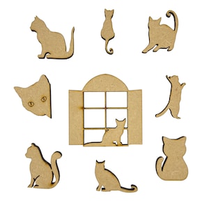 20x Assortiment De Formes de Chat Chats Chaton 3cm Bois Artisanat Embelishments Forme découpée au laser