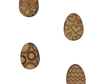 20x Patterned Easter Eggs 2cm Wood Craft Embelishments Laser Cut Shape MDF