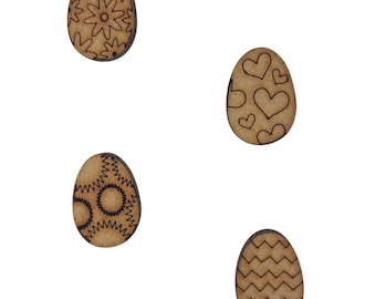 20x Patterned Easter Eggs 2cm Wood Craft Embelishments Laser Cut Shape MDF