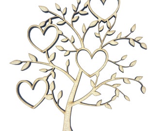 2x Heart Shape Tree Branches 10cm Wood Craft Embelishments Laser Cut Shape MDF