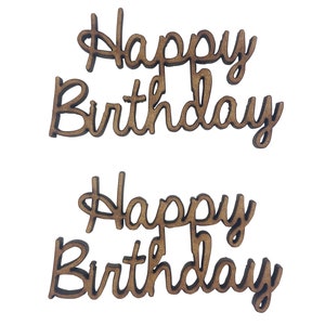 6x Palabras de feliz cumpleaños 5cm Madera Artesanía Embelishments Laser Cut Shape MDF