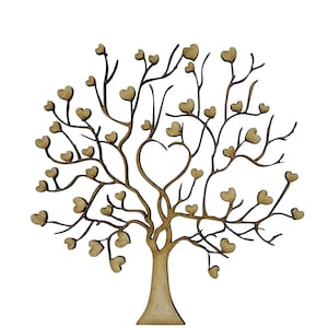 Peut inclure: Un arbre en bois avec une ouverture en forme de cœur au centre, décoré de petites feuilles en forme de cœur.