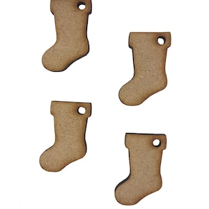 20x Skarpety świąteczne 3,5 cm Drewniane ozdoby rzemieślnicze Cięte laserowo Kształt MDF