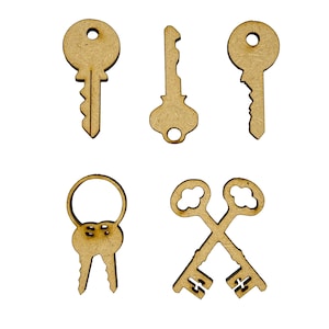 25x Sleutels Moving House Lock Key 3cm Hout Craft Embelishments Laser Gesneden Vorm