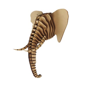 Gran cabeza de elefante de madera 3D pared arte home decoración - corte láser MDF pared colgante