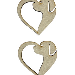 6x Hund Herz Liebe Welpe 5cm Holz Handwerk Embelishments Laser Cut Form MDF
