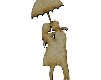 6x Couple Under Umbrella Love 6cm Wood Craft Embelishments Laser Cut Shape MDF