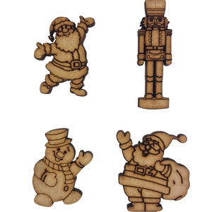 12x Papai Noel Quebra-nozes Boneco de neve 3cm Enfeites artesanais de madeira em formato de corte a laser MDF