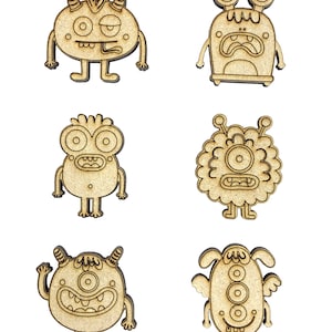 18x Space Aliens Monsters 3cm Holz Handwerk Embelishments Laser Cut Form
