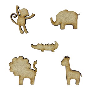 20x Różne zwierzęta 3 cm Drewniane ozdoby do robótek ręcznych Wycinane laserowo Kształt MDF