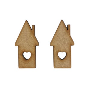 16x Domek w kształcie serca 4 cm Drewniane ozdoby rzemieślnicze Cięte laserowo Kształt MDF