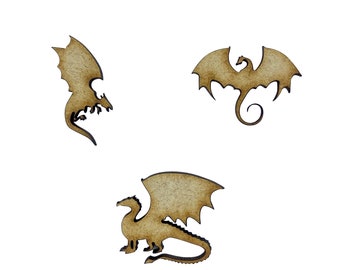 20x Dragons Mythical 3cm Wood Craft Embelishments Laser Cut Shape MDF